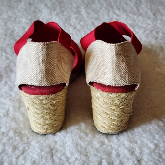 Ralph lauren platform close toe wedge espadrile color red size 9 - Picture 4 of 7